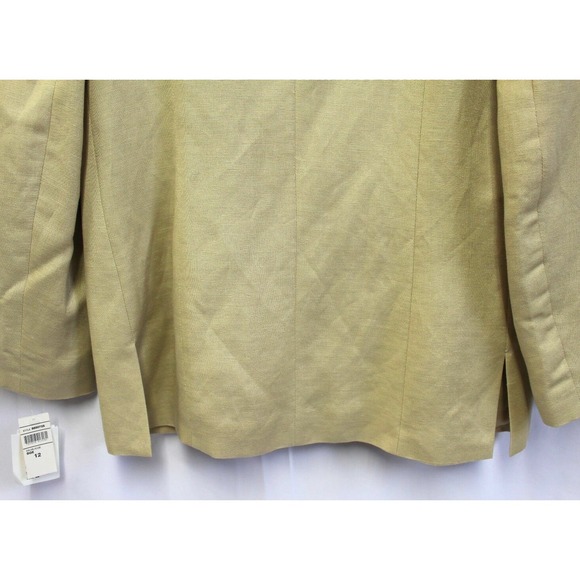 NWT Danielle Martin Women 12 Blazer Jacket Long Sleeve Work Linen Beige Lining - Picture 5 of 9